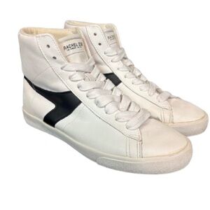 Rachel Zoe White and Black Leather High top Sneakers Size9